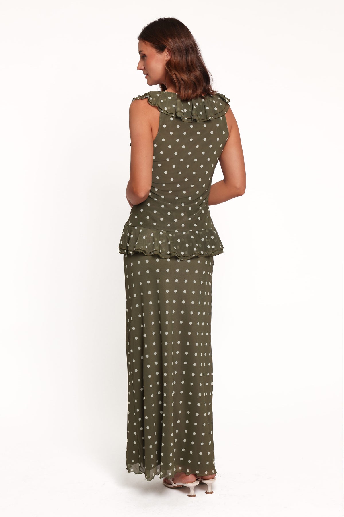 BOTTOMS Bloise Maxi Skirt - Olive Green Polka Dot
