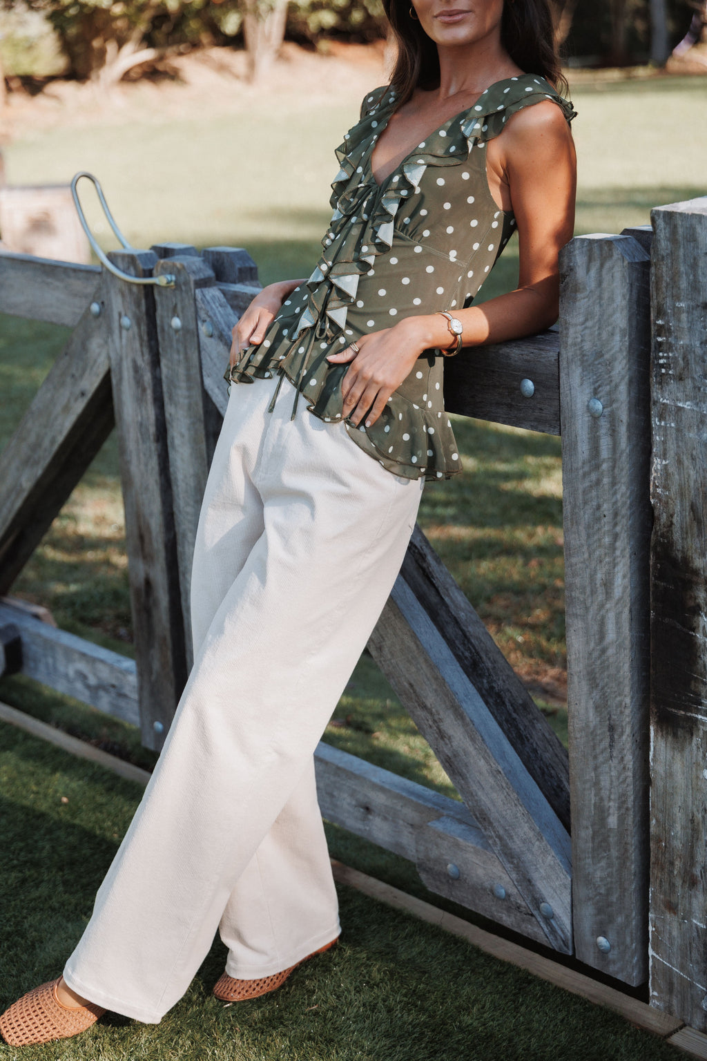 BOTTOMS Kendall Straight Leg Jeans - Cream Corduroy