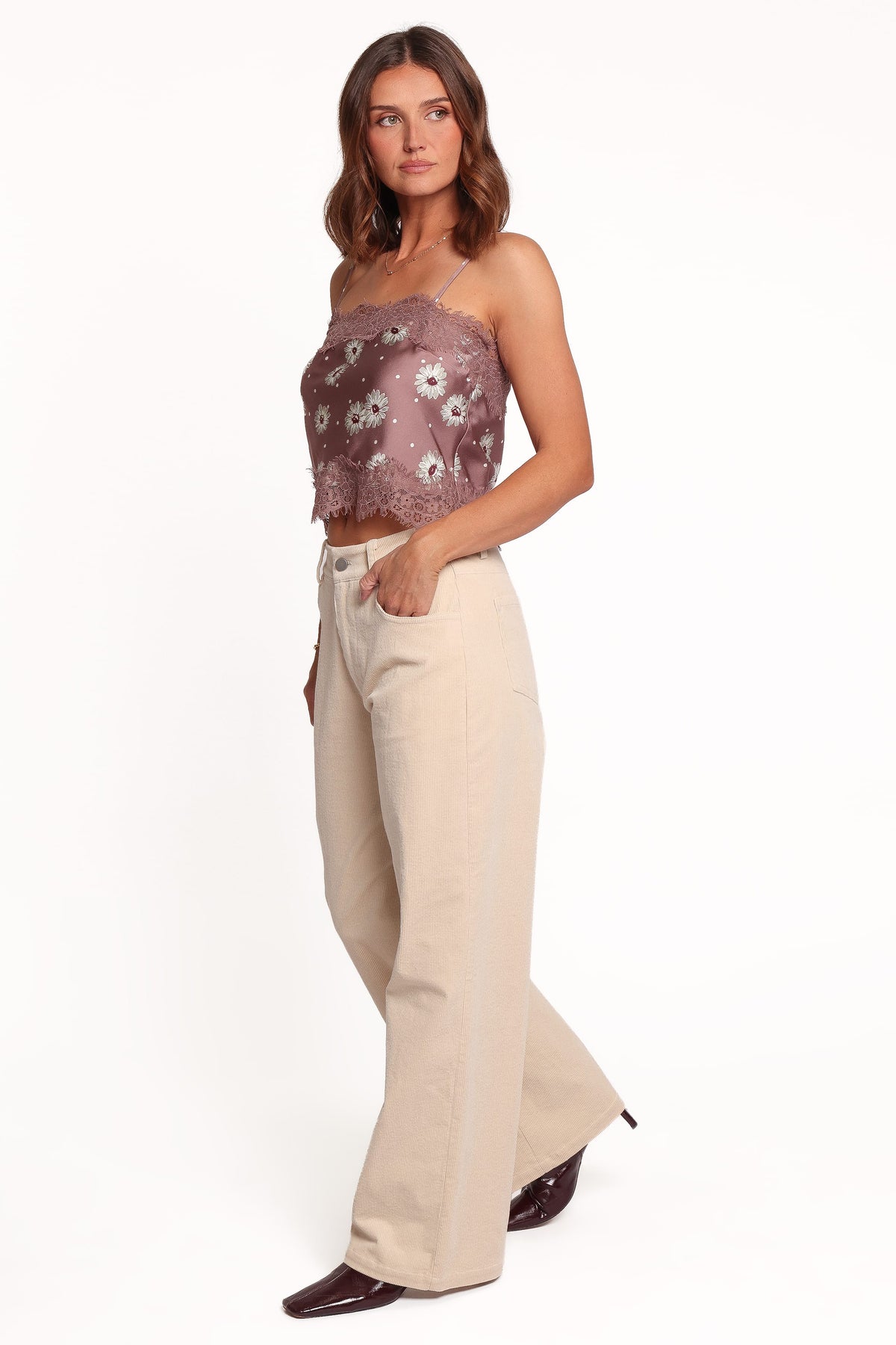 BOTTOMS Kendall Straight Leg Jeans - Cream Corduroy