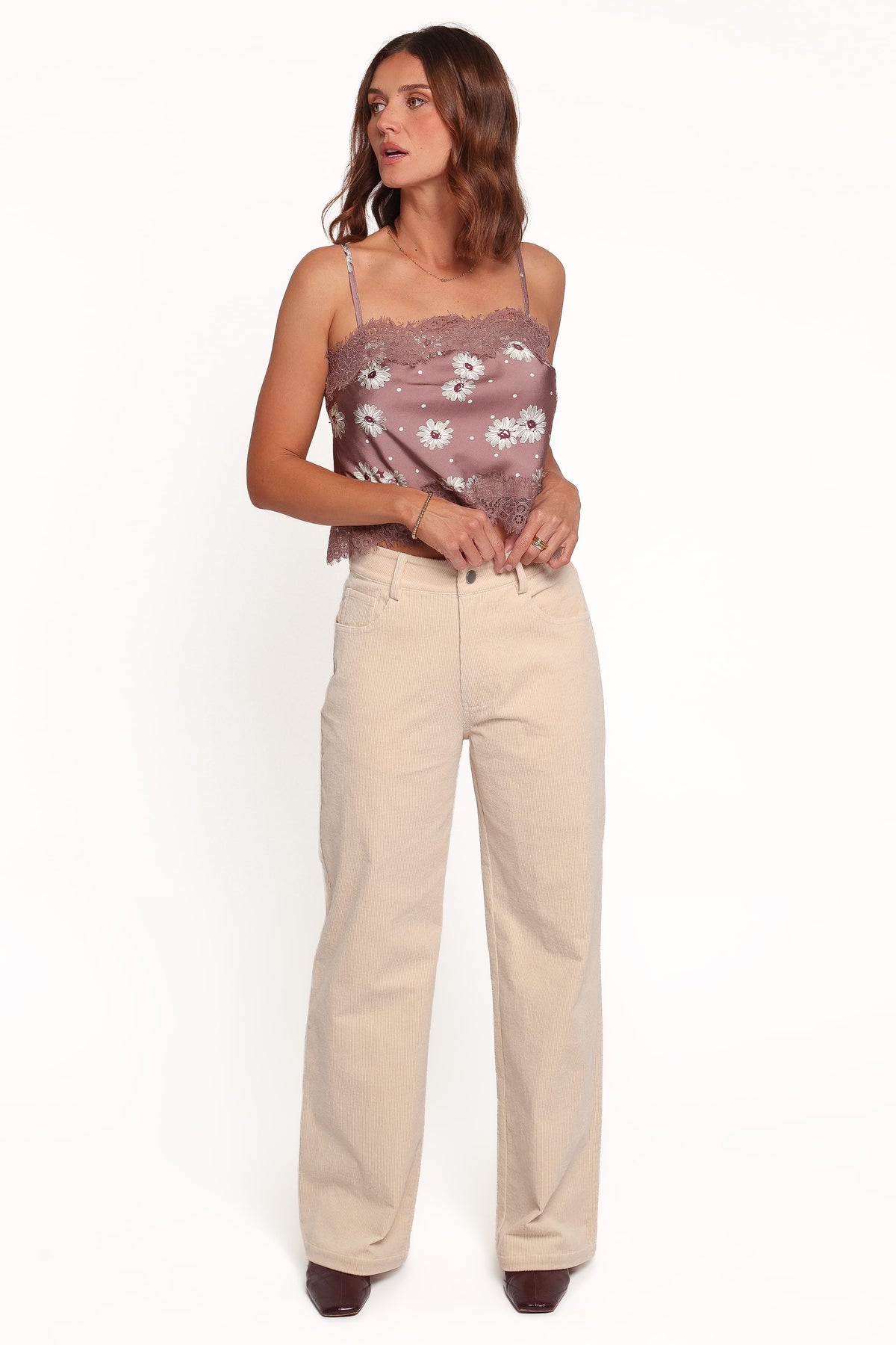 BOTTOMS Kendall Straight Leg Jeans - Cream Corduroy