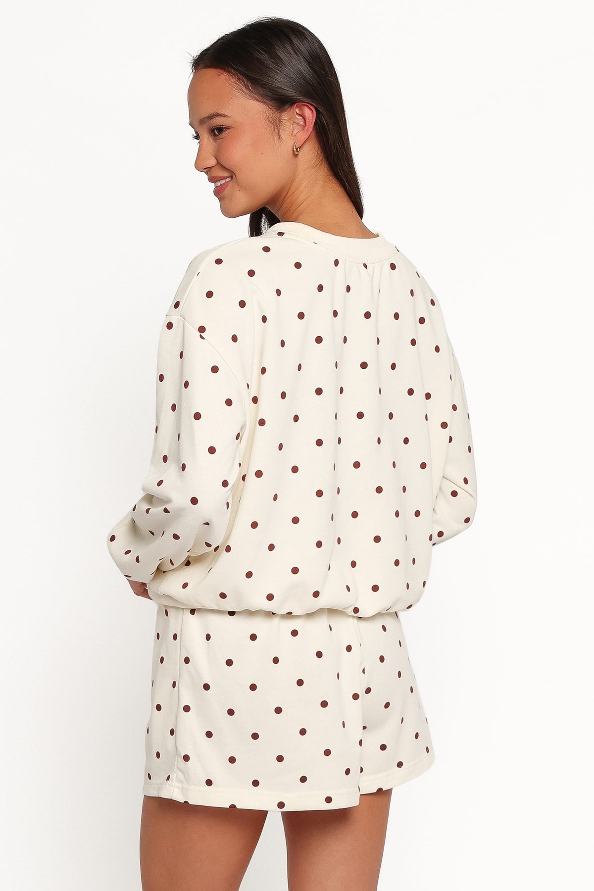 BOTTOMS Novie Sweat Shorts - Brown Polka Dot