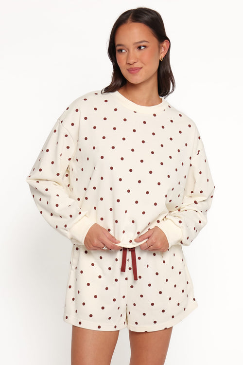 BOTTOMS Novie Sweat Shorts - Brown Polka Dot