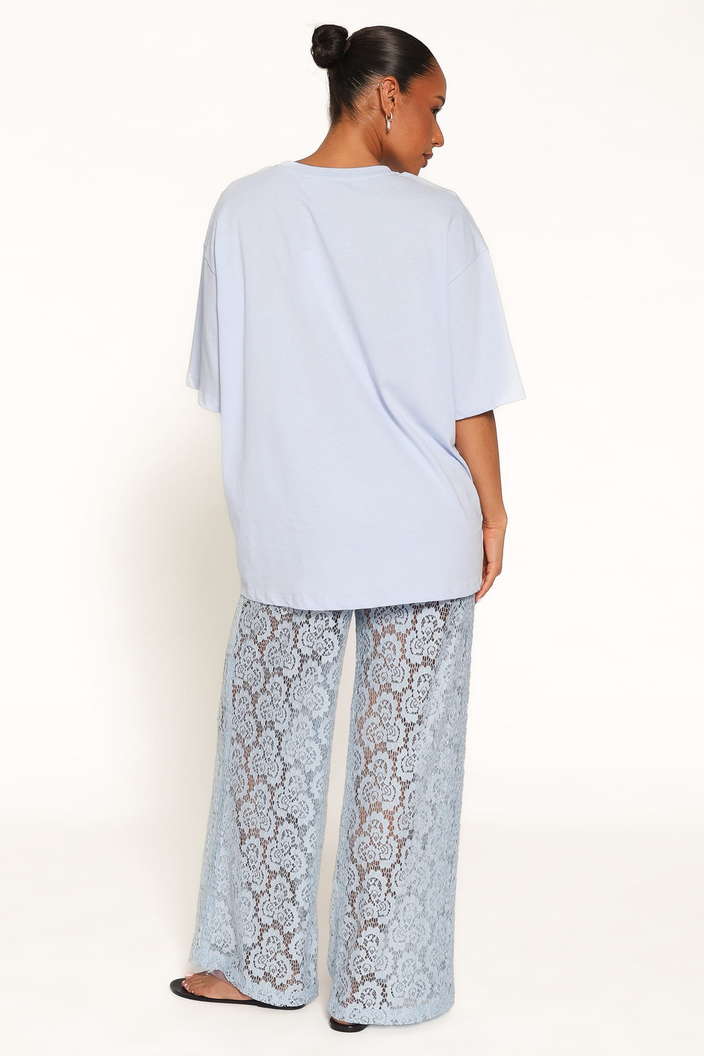 BOTTOMS Tia Sheer Lace Pant - Light Blue