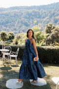 DRESSES Betina Bow Front Maxi Dress - Blue Brocade