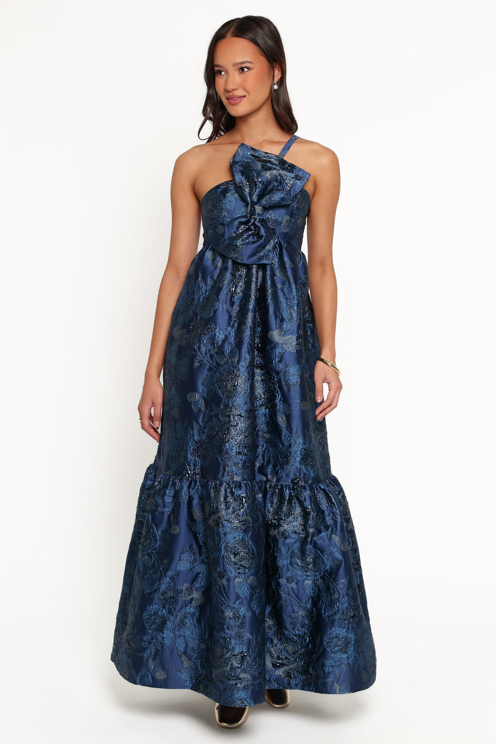 DRESSES Betina Bow Front Maxi Dress - Blue Brocade