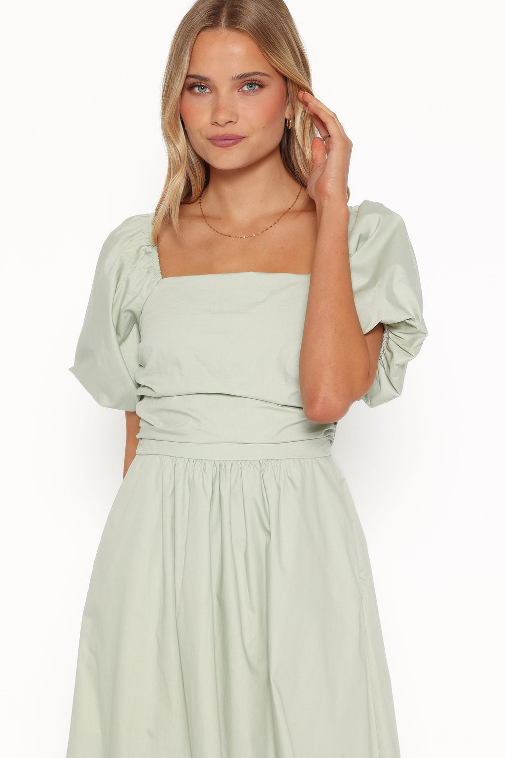 DRESSES Clo Puff Sleeve Midi Dress - Sage Green