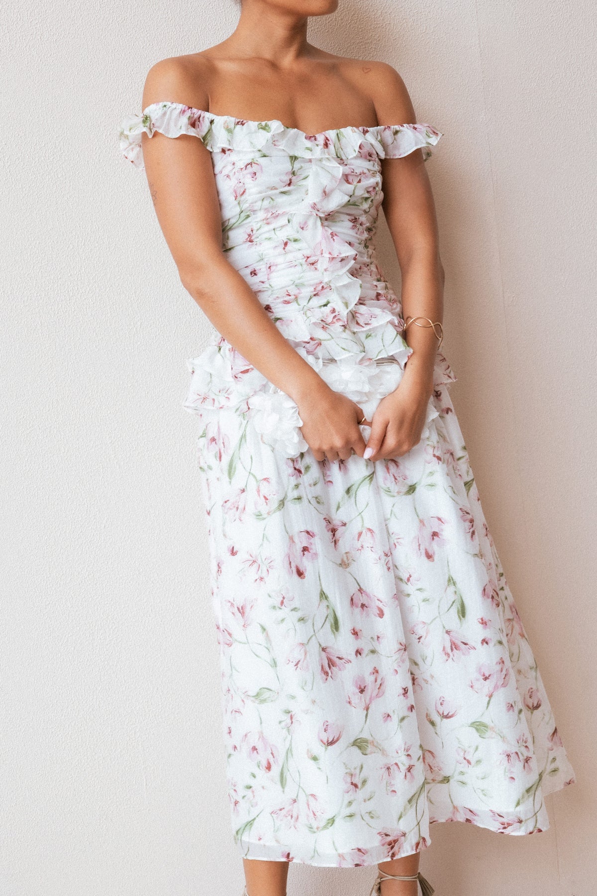 DRESSES Garcia Midi Dress - White Floral