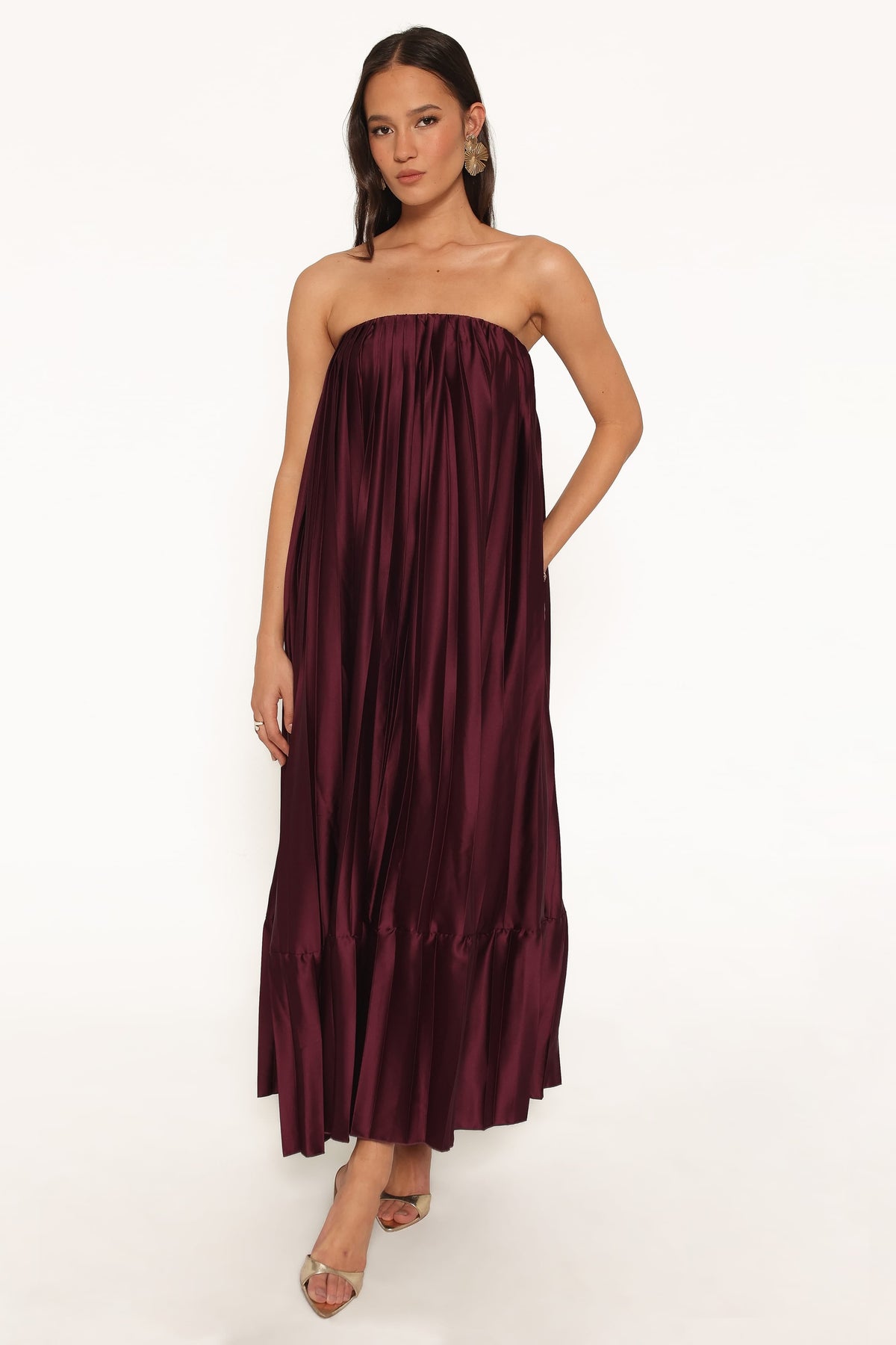 DRESSES Nalania Strapless Maxi Dress - Sangria Red