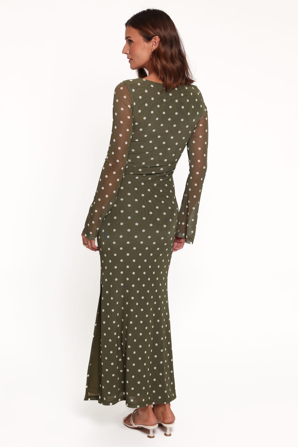 DRESSES Nash Long Sleeve Dress - Olive Green Polka Dot