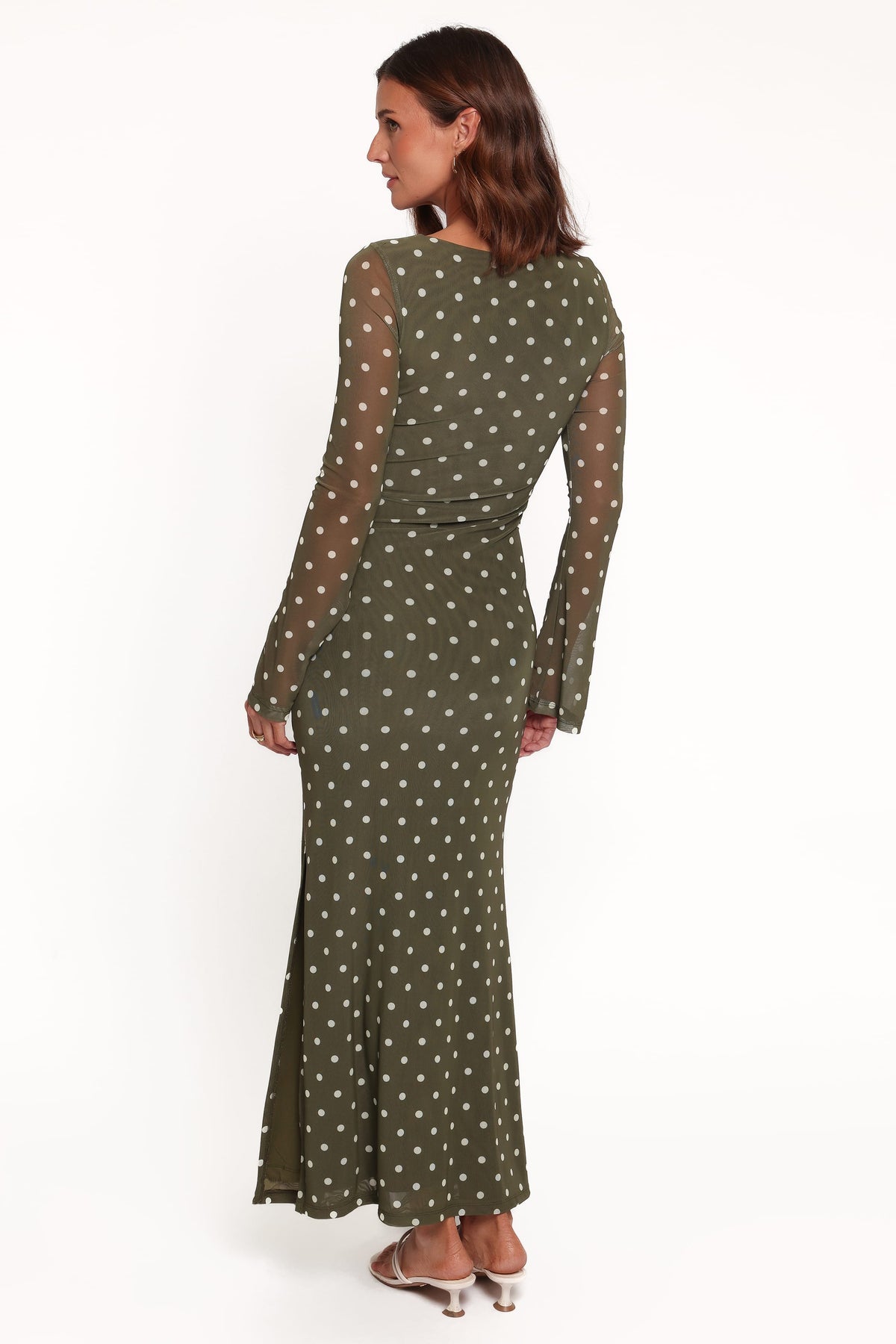 DRESSES Nash Long Sleeve Dress - Olive Green Polka Dot