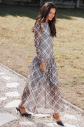 DRESSES Odilia Long Sleeve Mesh Maxi Dress - Blue Plaid