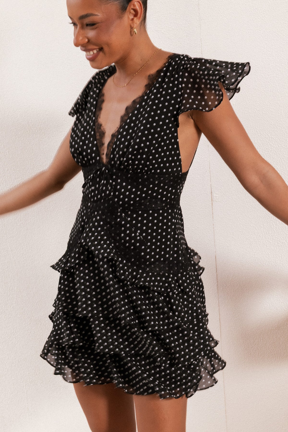 DRESSES Saint Mini Dress - Black Polka Dot