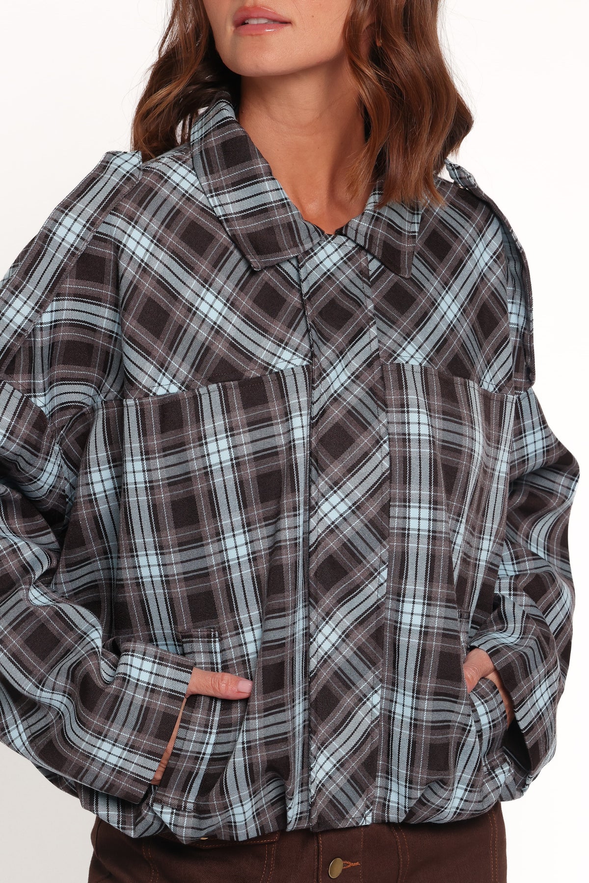 OUTERWEAR Bindy Bomber - Choc/Blue Plaid