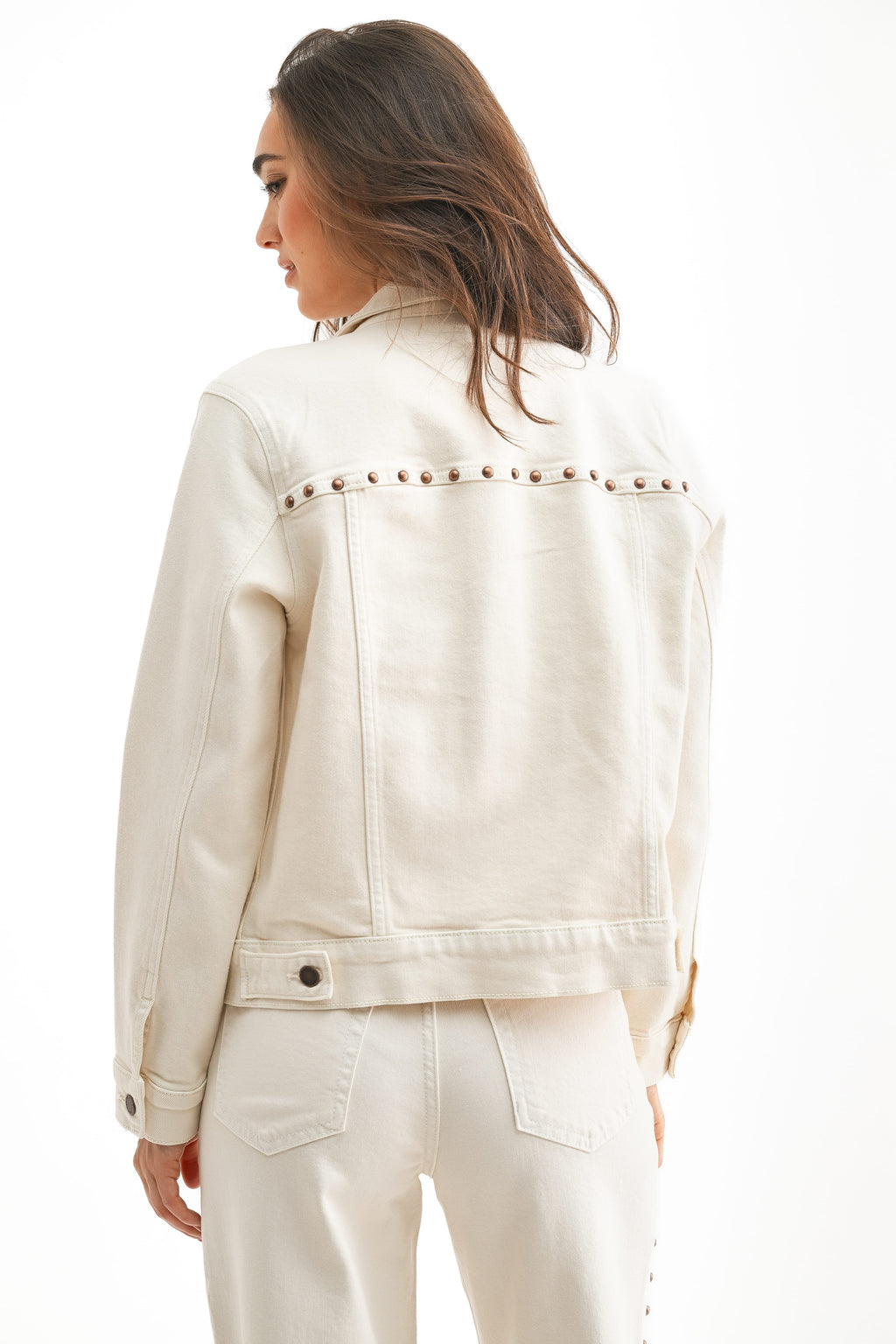 OUTERWEAR Just Black Studded Denim Jacket - Cream