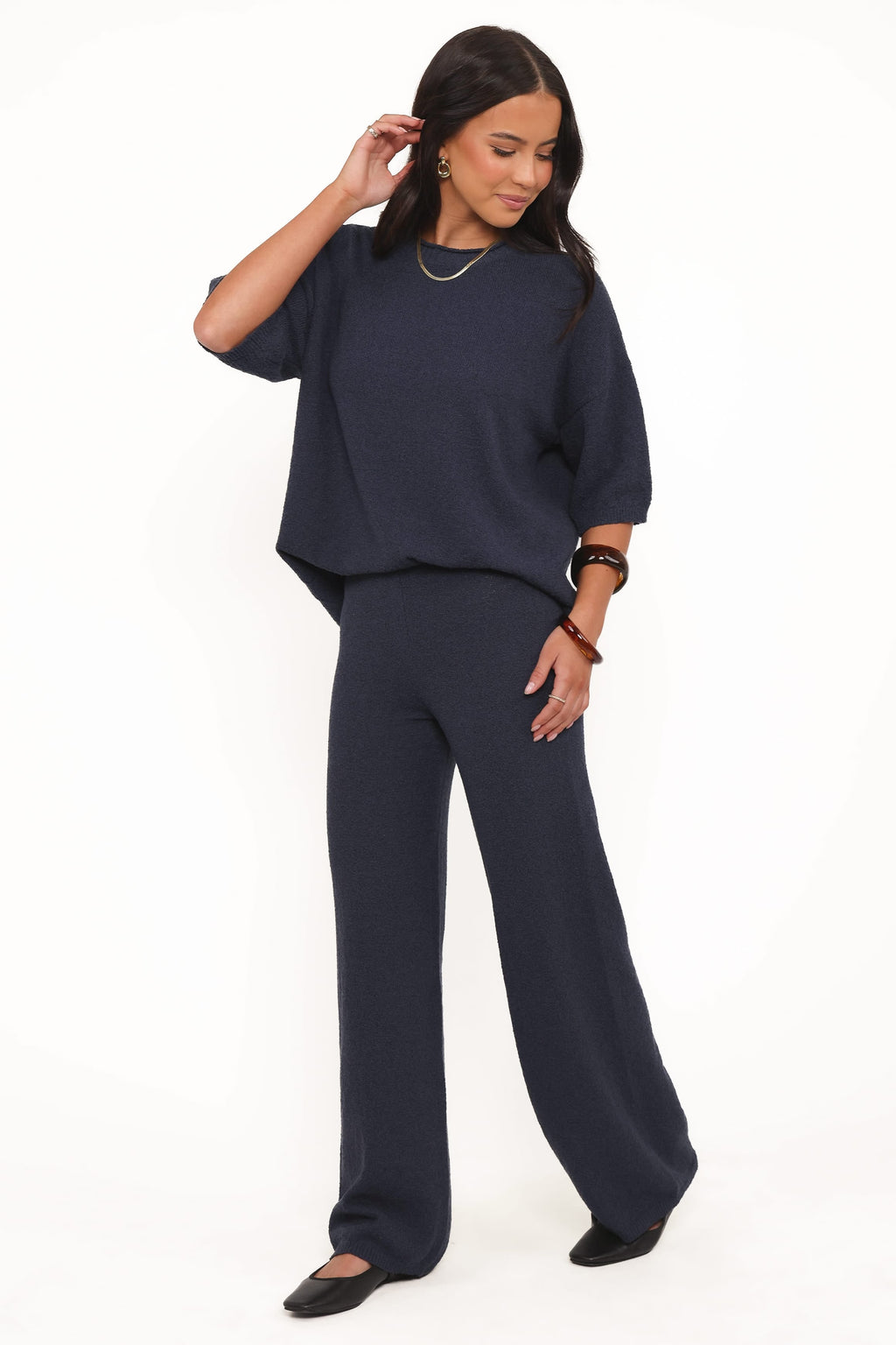 Petal and Pup USA BOTTOMS Ashby Knit Pant - Navy
