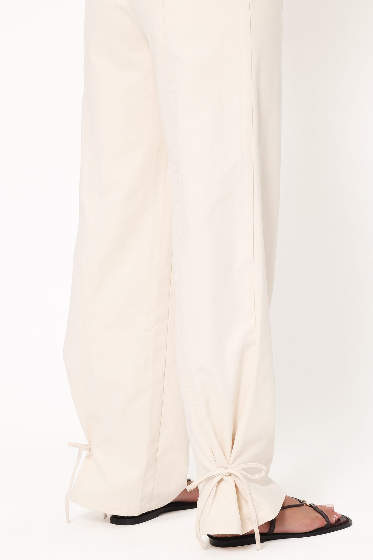 Petal and Pup USA BOTTOMS Asher Tie Detail Tapered Leg Pants - Cream