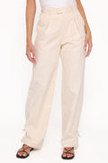 Petal and Pup USA BOTTOMS Asher Tie Detail Tapered Leg Pants - Cream