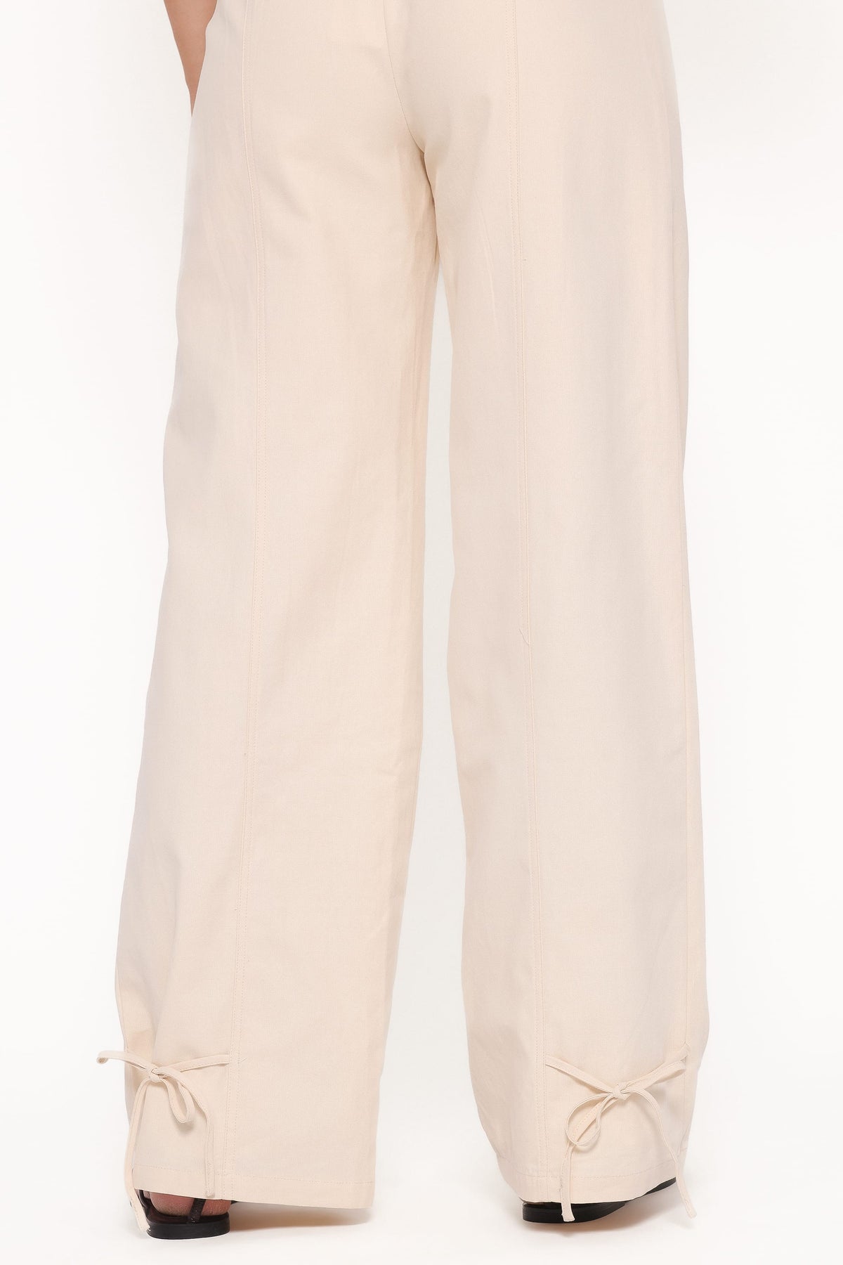 Petal and Pup USA BOTTOMS Asher Tie Detail Tapered Leg Pants - Cream