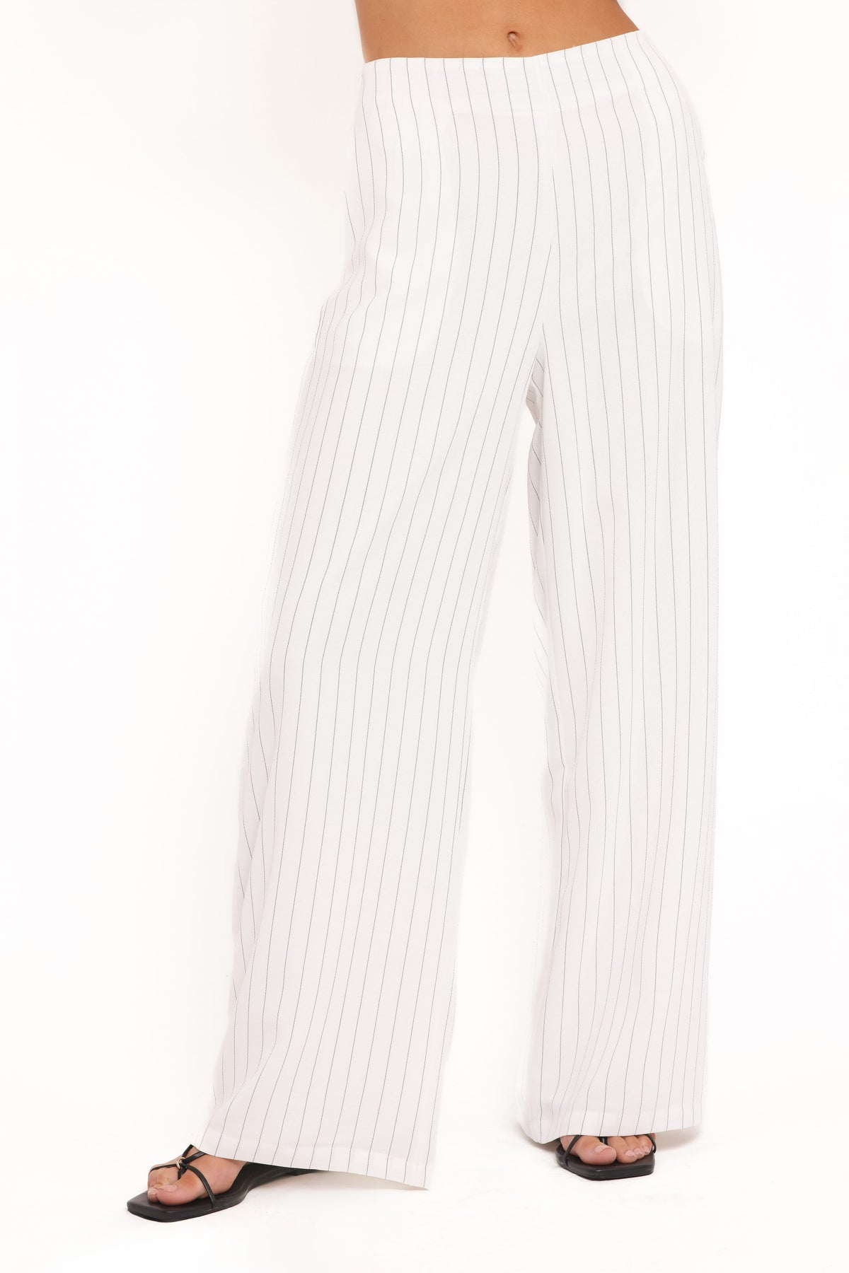 Petal and Pup USA BOTTOMS Blakely Wide Leg Pant - White Pinstripe