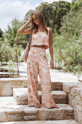 Petal and Pup USA BOTTOMS Brayden Wide Leg Linen Pant - Pink Floral