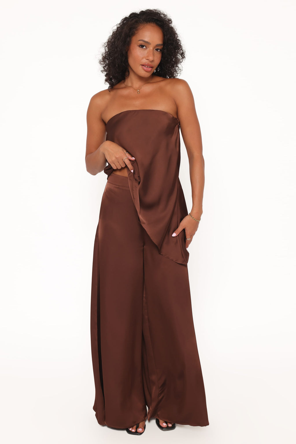 Petal and Pup USA BOTTOMS Charmer Wide Leg Pant - Dark Brown