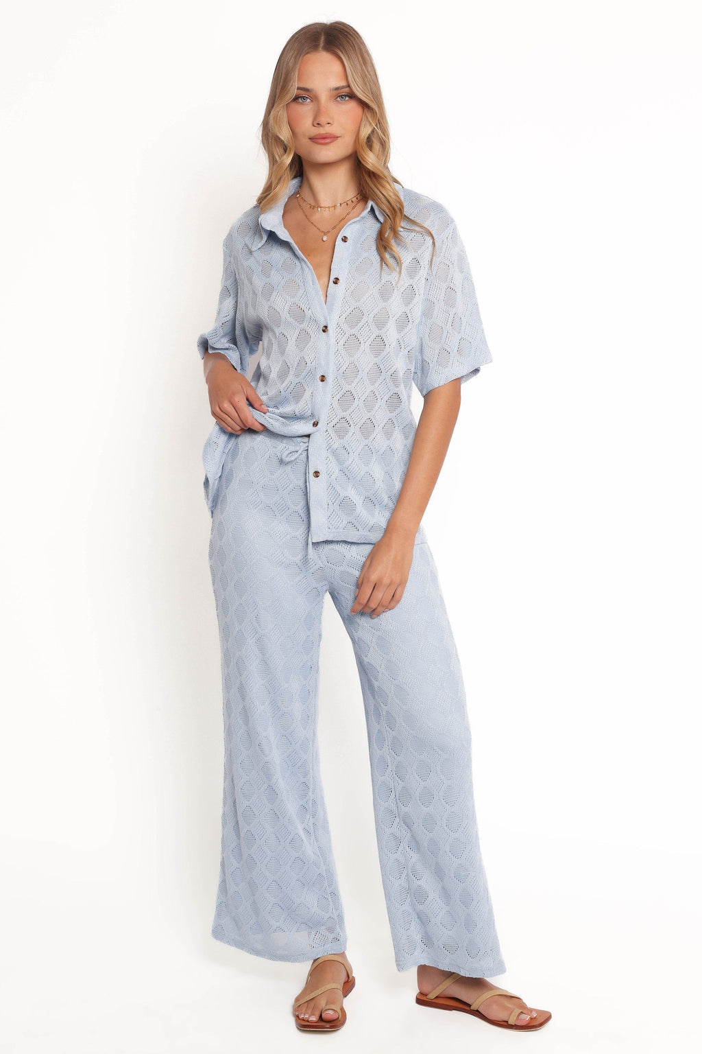 Petal and Pup USA BOTTOMS Cora Knit Pant - Blue