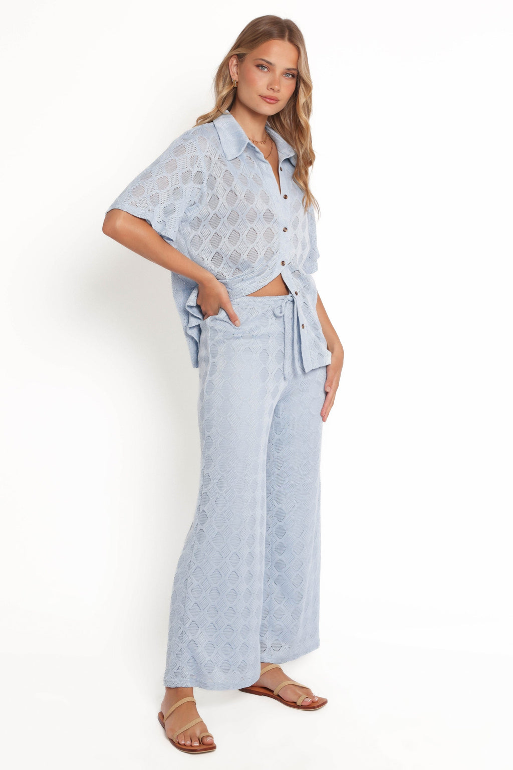 Petal and Pup USA BOTTOMS Cora Knit Pant - Blue