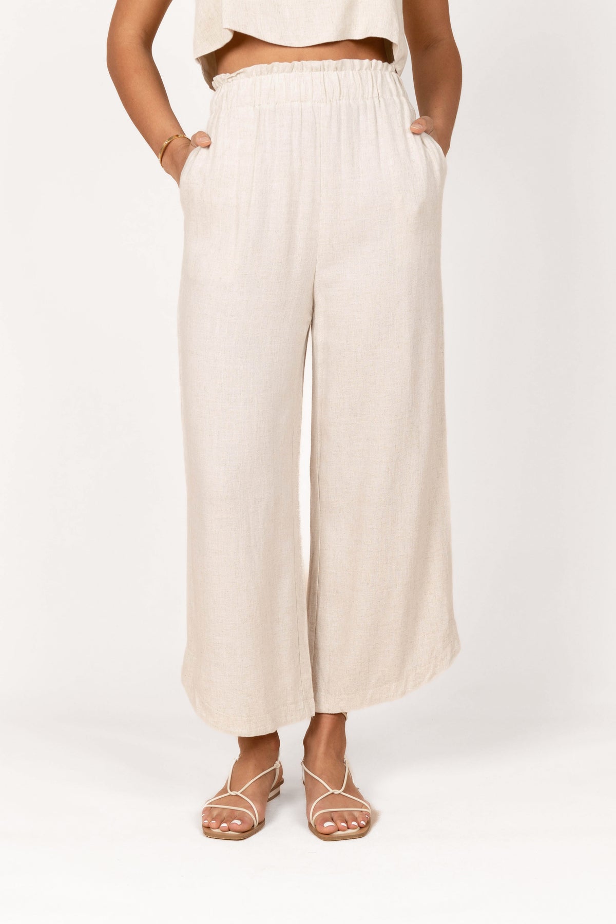 Petal and Pup USA BOTTOMS Eleanor High Waisted Pants - Beige