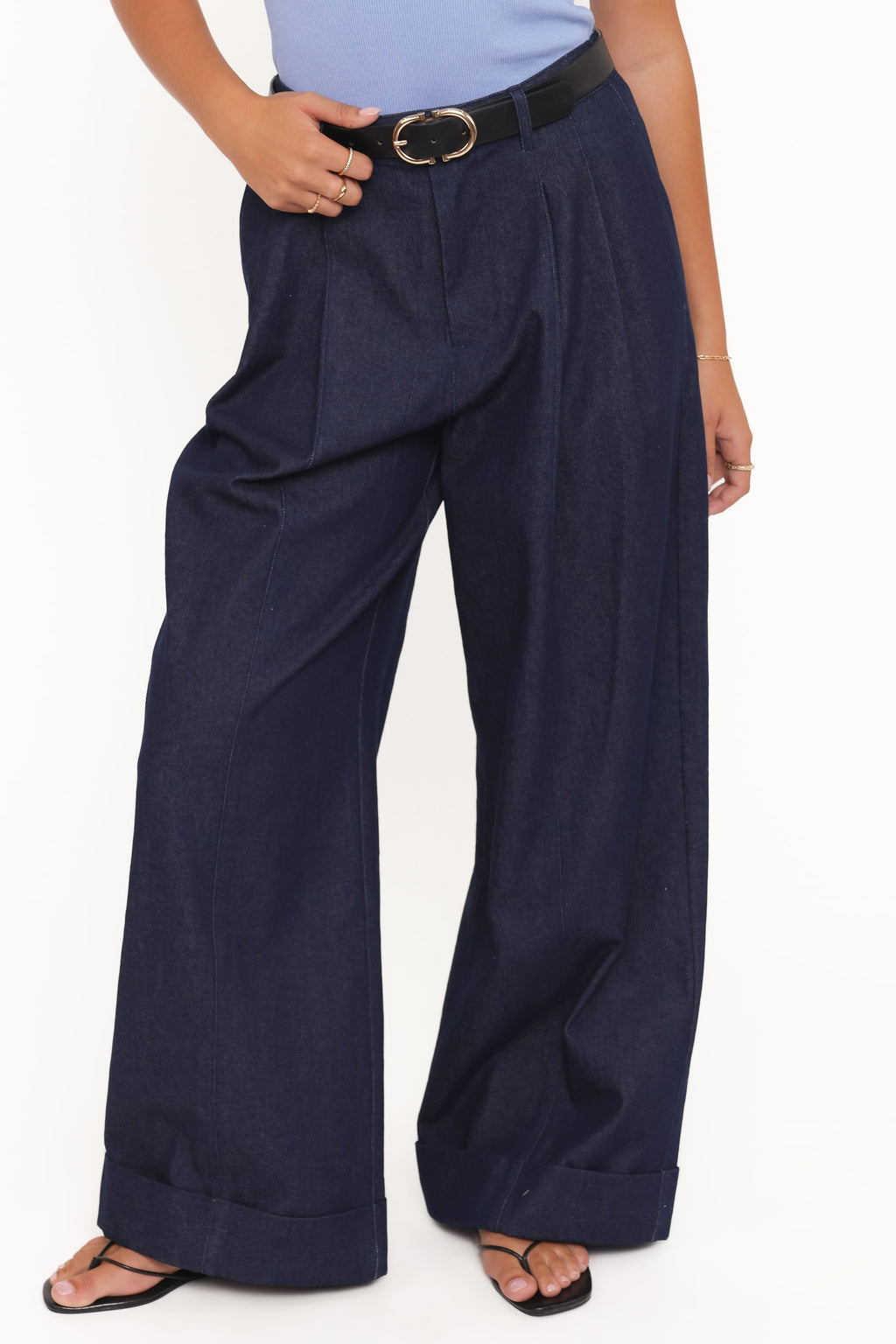 Petal and Pup USA BOTTOMS Elinor Cuffed Denim Pant - Dark Wash