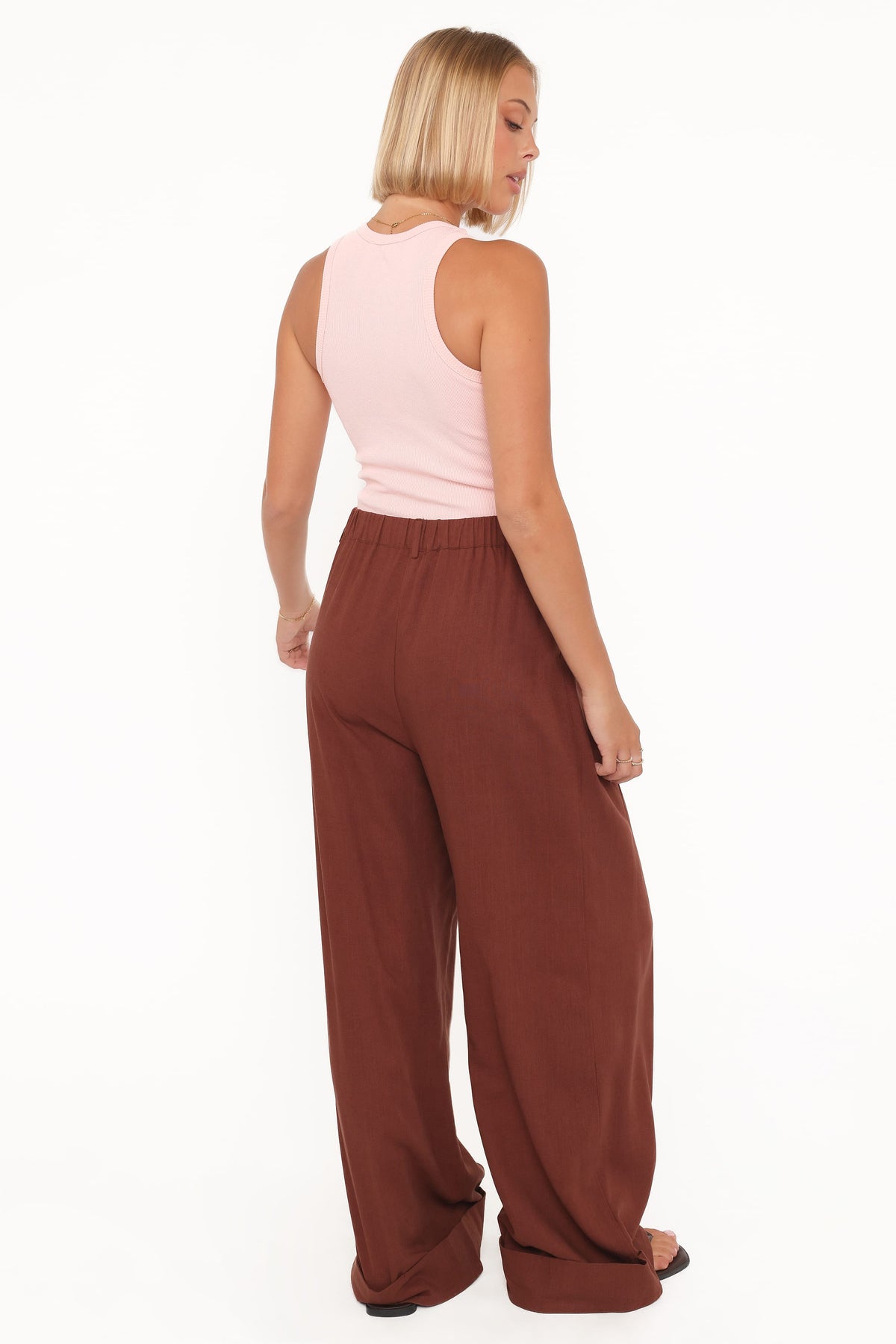 Petal and Pup USA BOTTOMS Elinor Cuffed Linen Pant - Brown