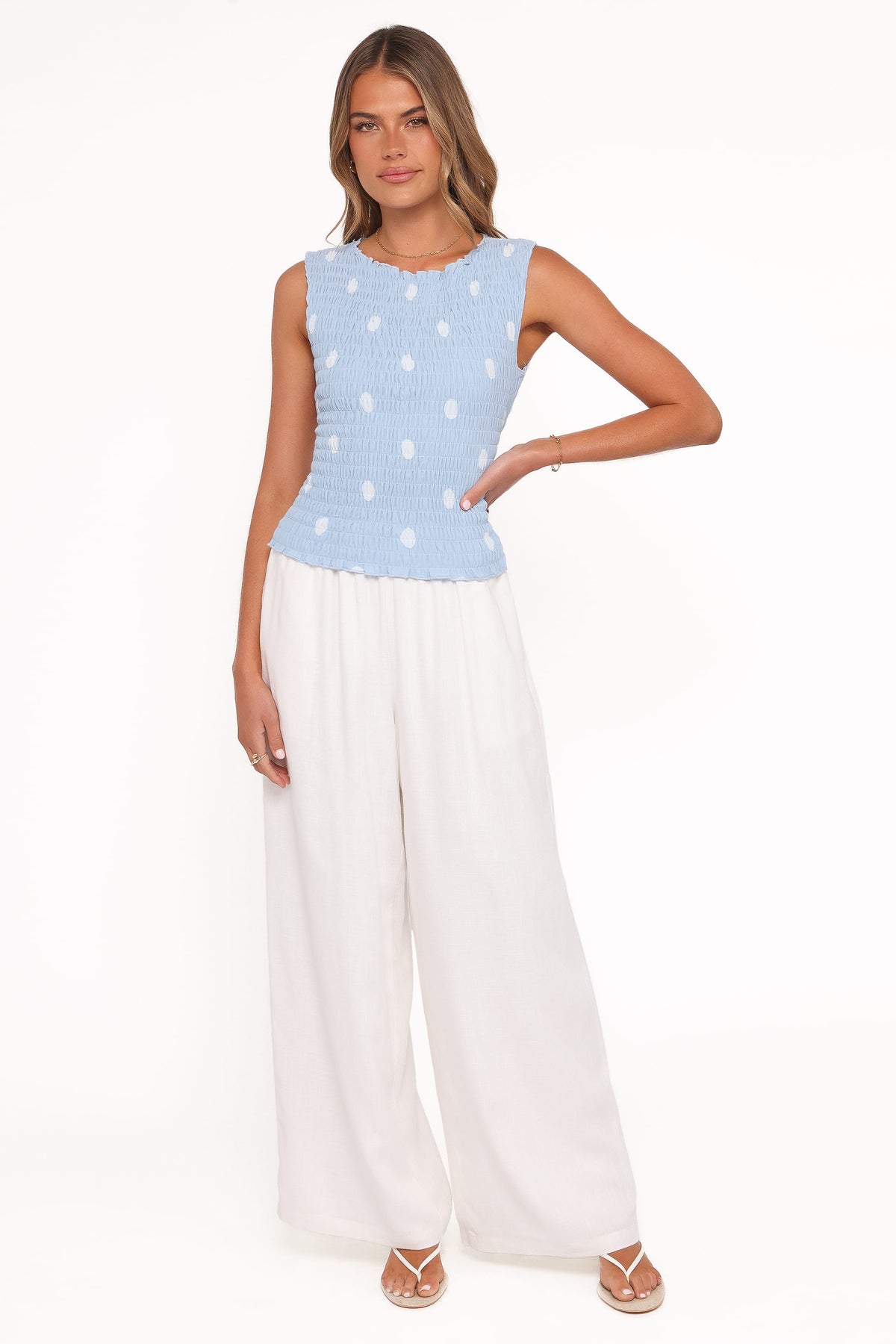 Petal and Pup USA BOTTOMS Elowen Wide Leg Pants - White