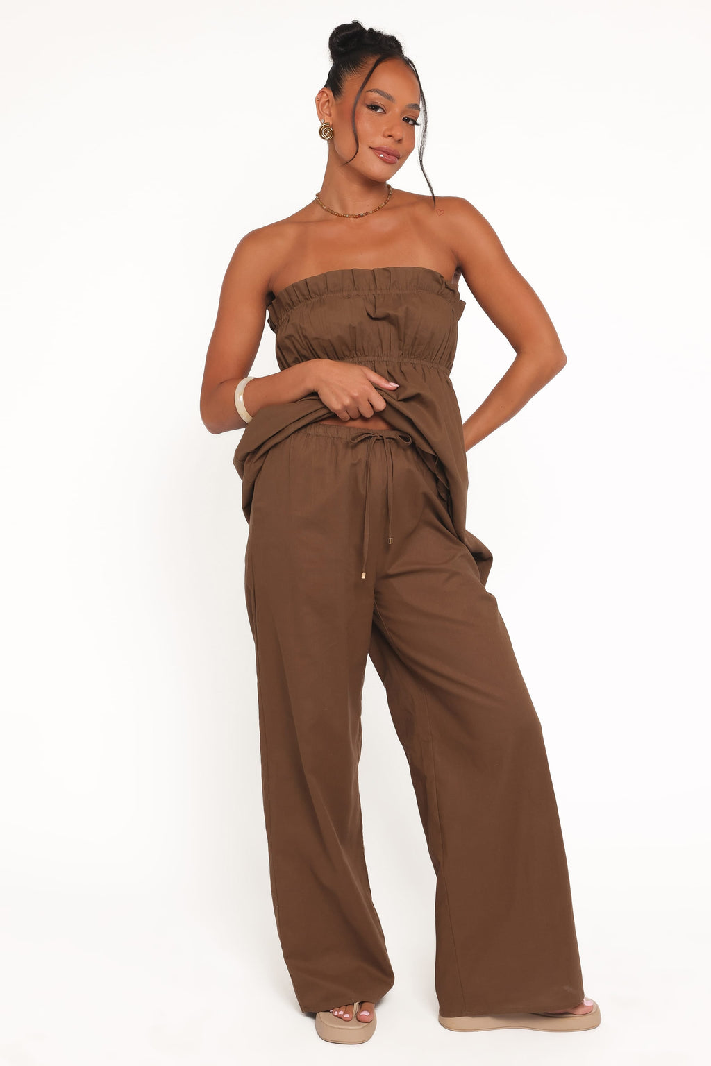 Petal and Pup USA BOTTOMS Ember Cotton Pants - Brown