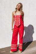 Petal and Pup USA BOTTOMS Ilara Pant - Red Floral