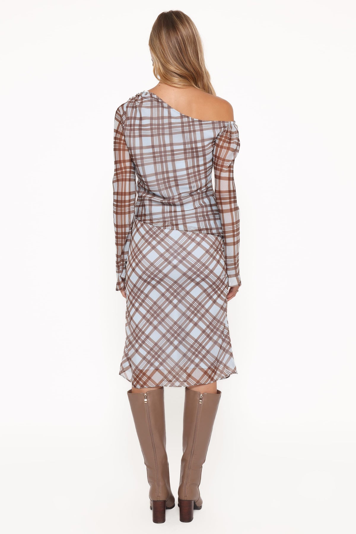 Petal and Pup USA BOTTOMS Josiana Pencil Skirt - Blue/Brown Plaid