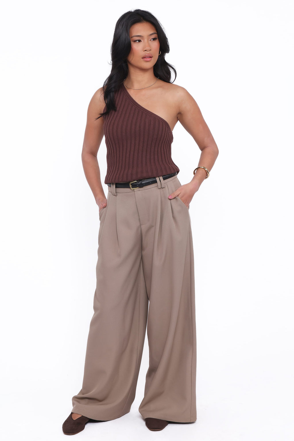 Petal and Pup USA BOTTOMS Kathryn Wide Leg Pant - Beige