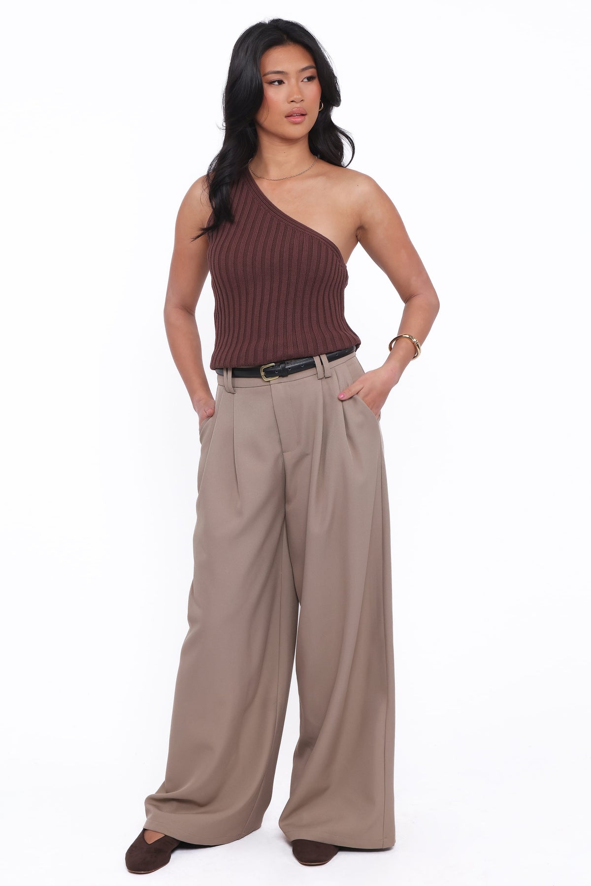 Petal and Pup USA BOTTOMS Kathryn Wide Leg Pant - Beige