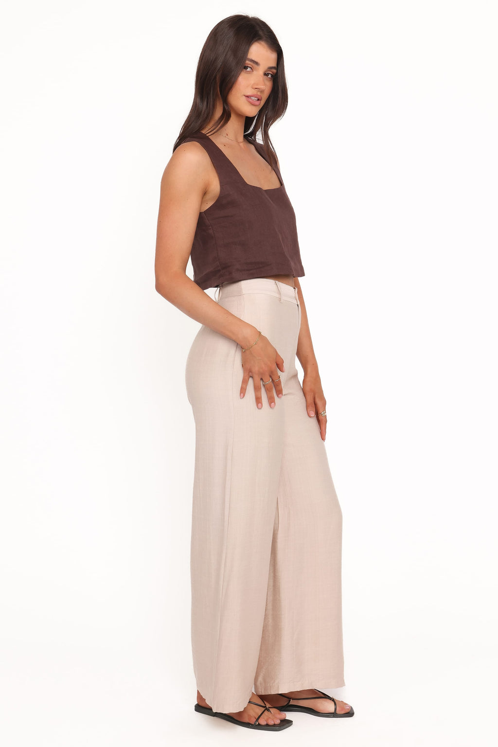 Petal and Pup USA BOTTOMS Lauren Wide Leg Pant - Beige