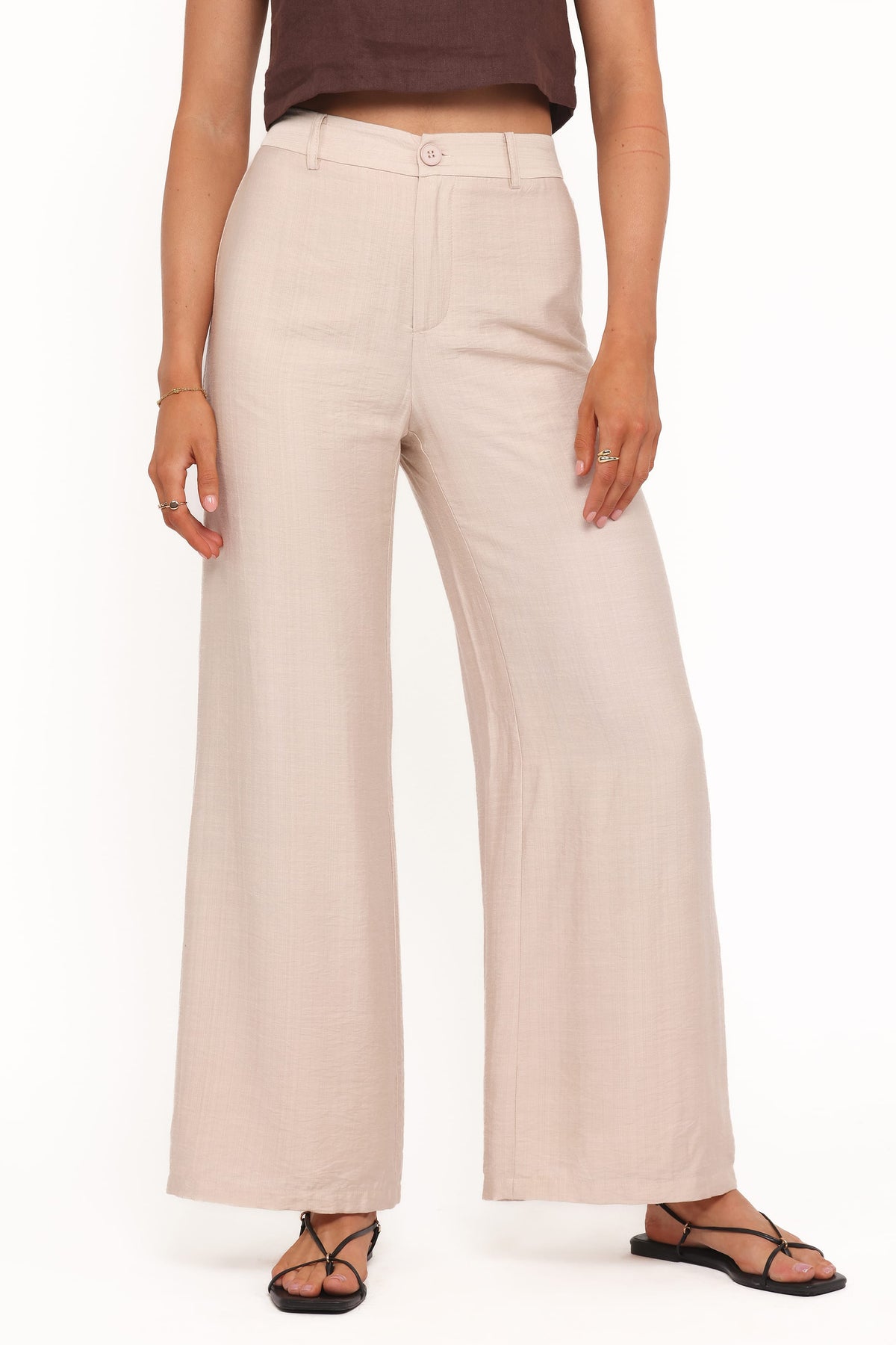 Petal and Pup USA BOTTOMS Lauren Wide Leg Pant - Beige