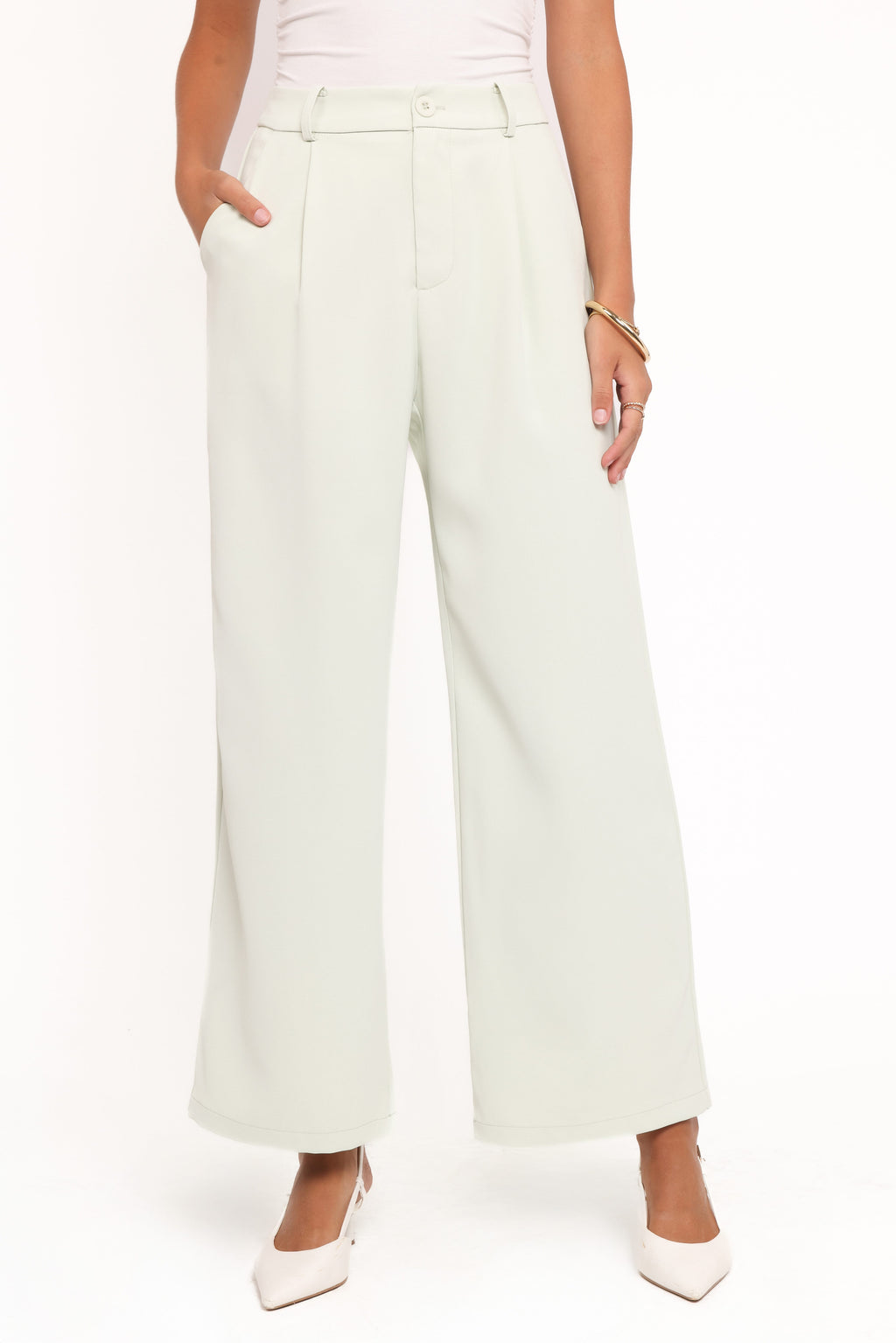 Petal and Pup USA BOTTOMS Lia Wide Leg Pant - Sage Green