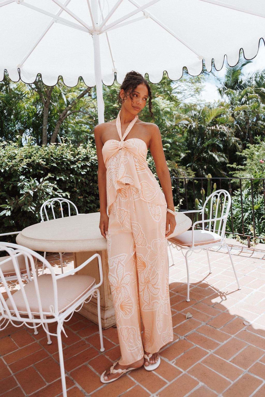 Petal and Pup USA BOTTOMS Lira Tie Waist Pant - Peach Floral