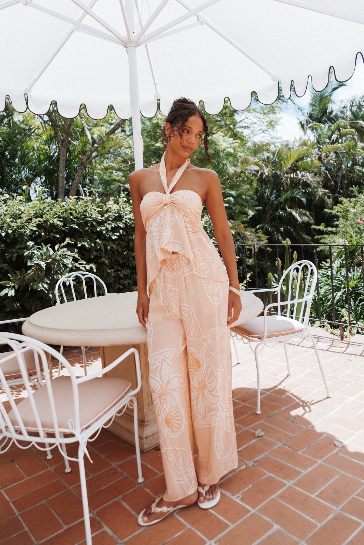 Petal and Pup USA BOTTOMS Lira Tie Waist Pant - Peach Floral