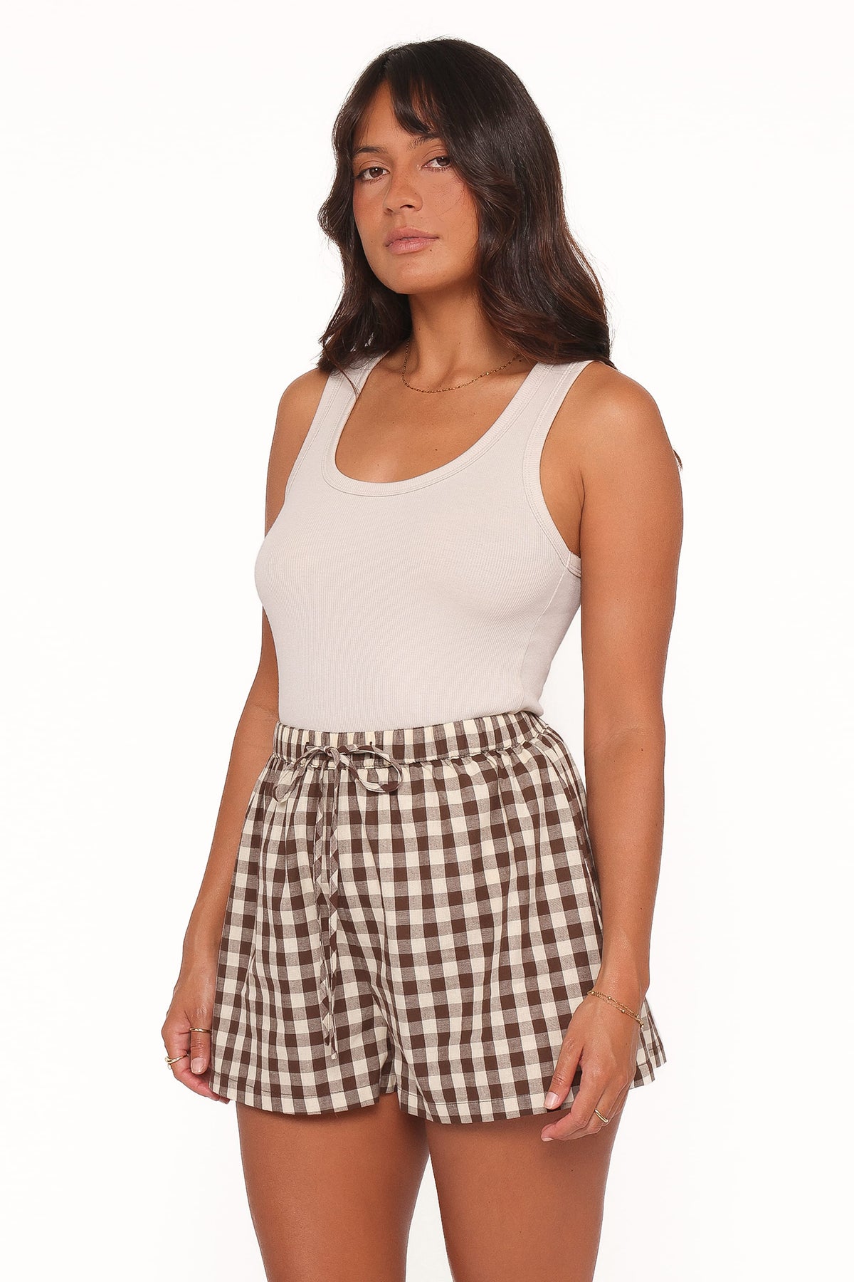 Petal and Pup USA BOTTOMS Rory Shorts - Brown Gingham