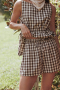Petal and Pup USA BOTTOMS Rory Shorts - Brown Gingham