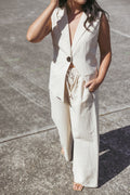 Petal and Pup USA BOTTOMS Trula Wide Leg Pant - Oatmeal