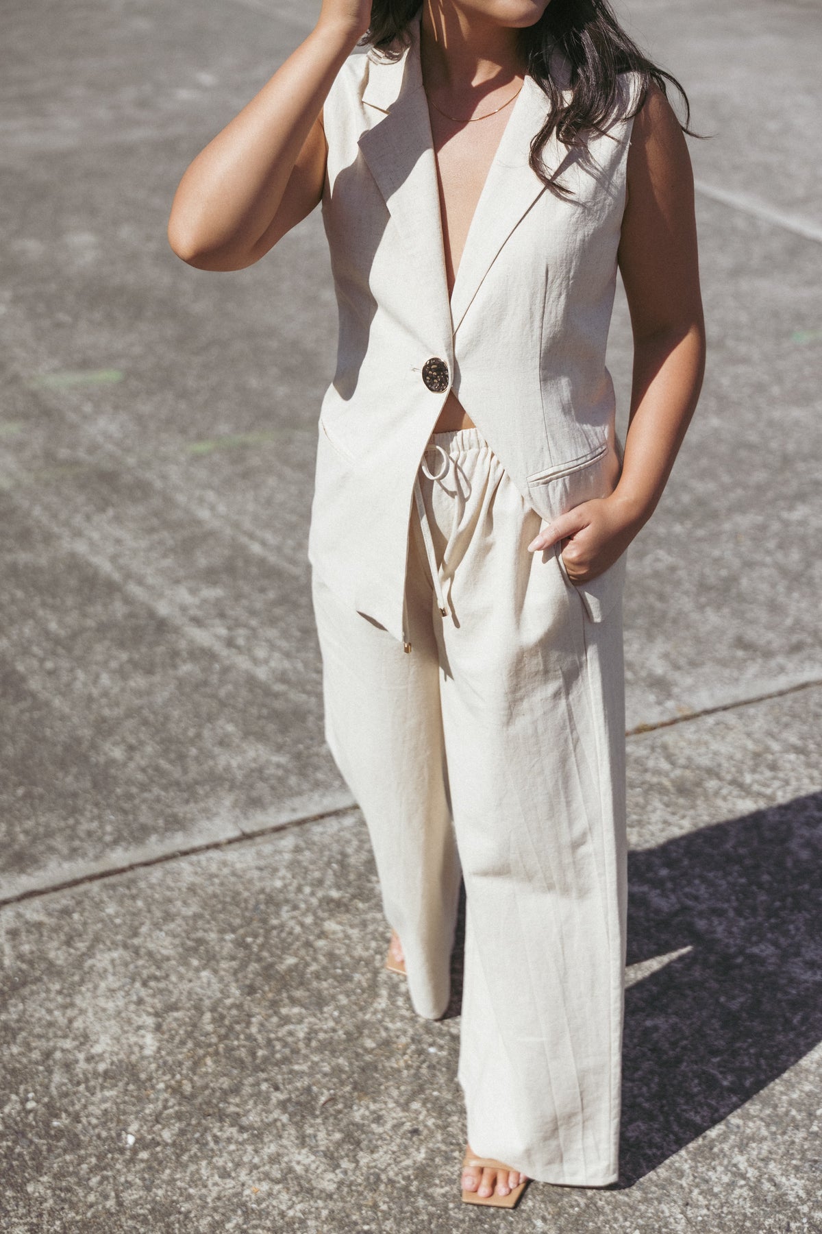 Petal and Pup USA BOTTOMS Trula Wide Leg Pant - Oatmeal