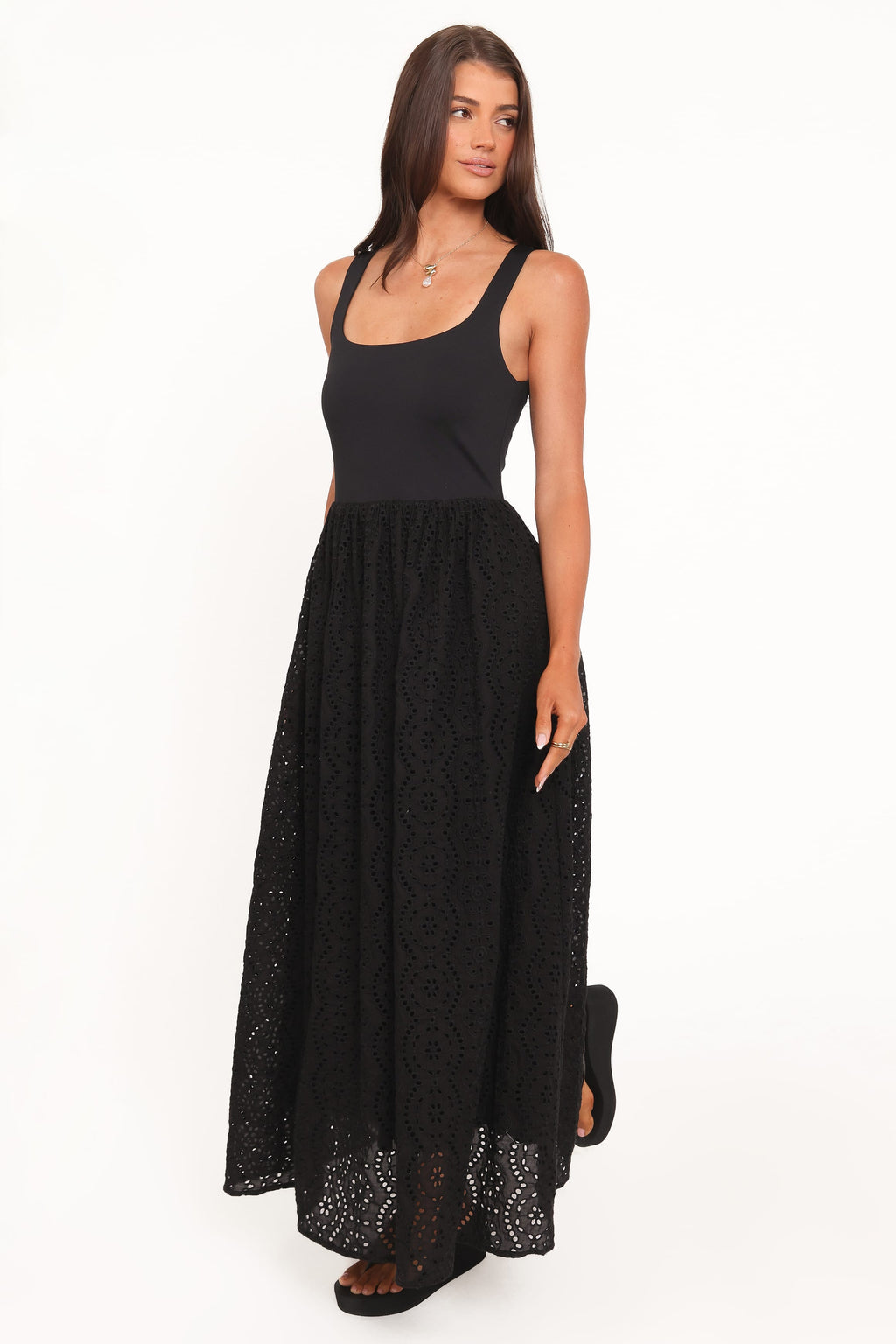 Petal and Pup USA DRESSES Alva Midi Dress - Black Broderie