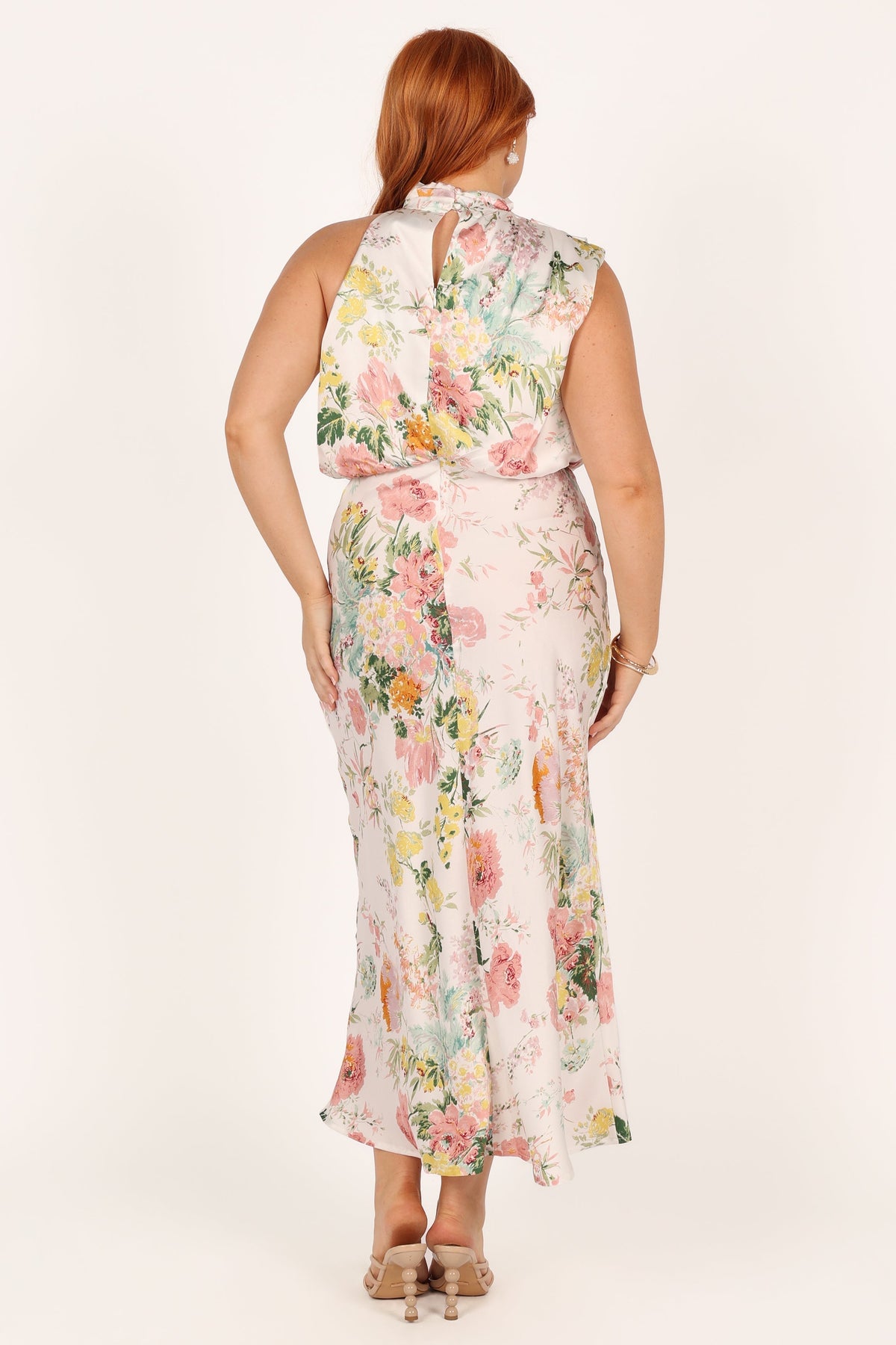 Petal and Pup USA DRESSES Anabelle Halter Neck Maxi Dress - White Floral