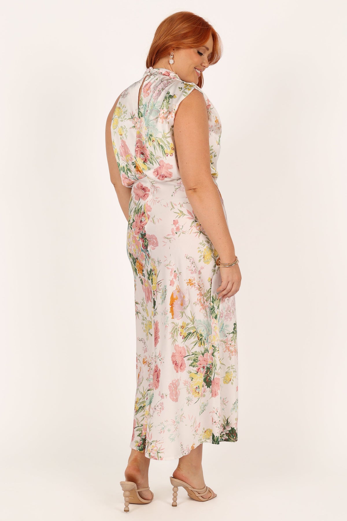 Petal and Pup USA DRESSES Anabelle Halter Neck Maxi Dress - White Floral
