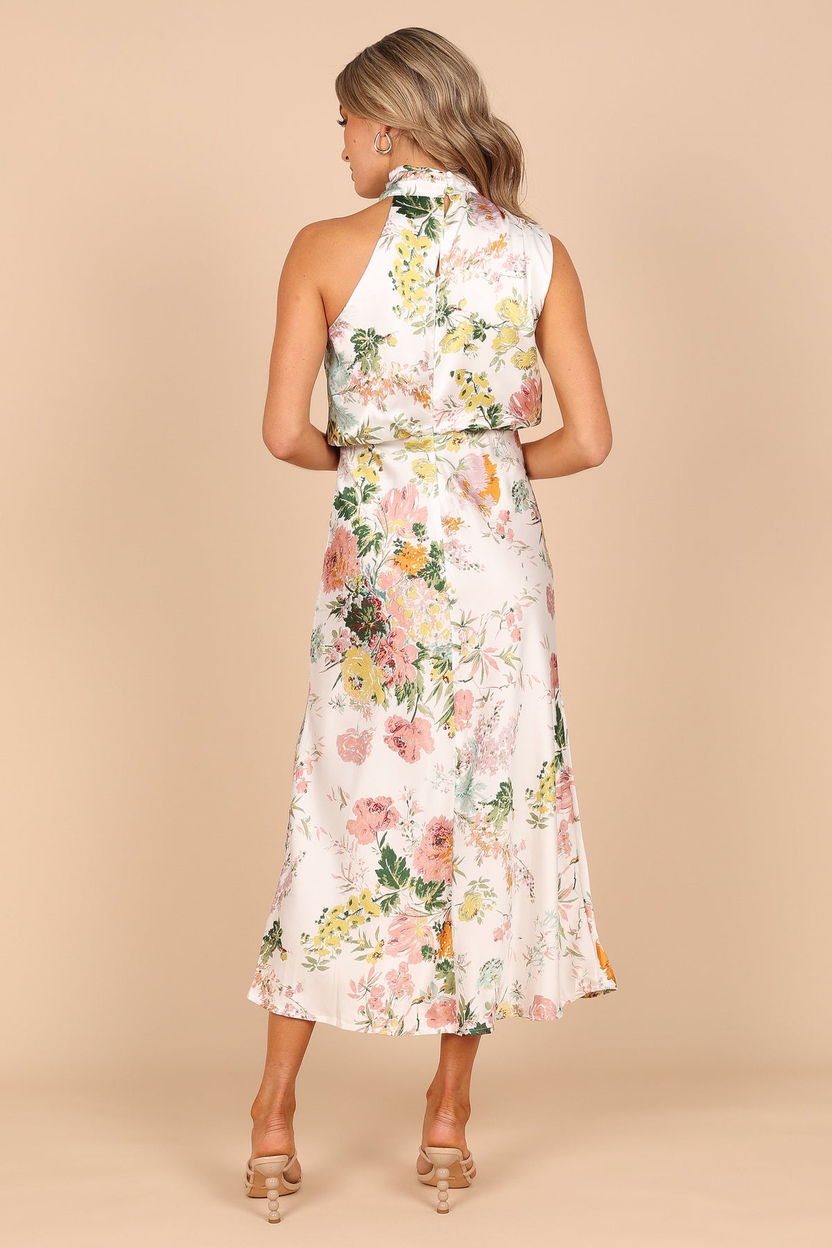 Petal and Pup USA DRESSES Anabelle Halter Neck Maxi Dress - White Floral