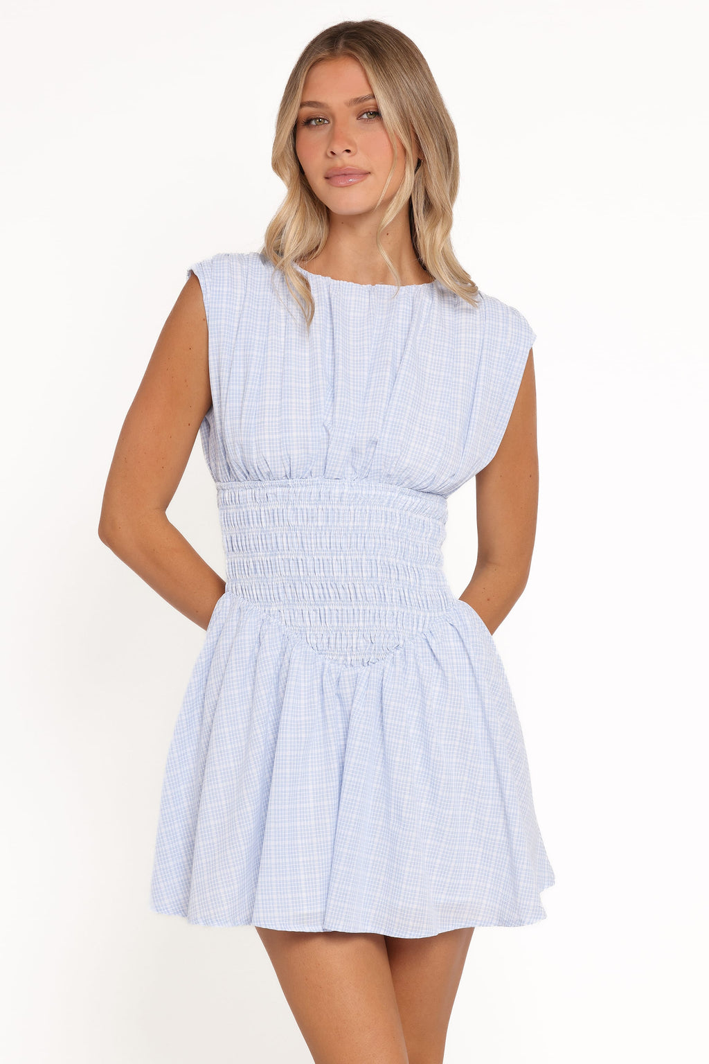 Petal and Pup USA DRESSES Ayla Mini Dress - Blue Gingham